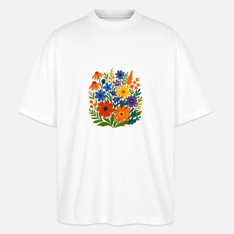 Wildblumen-Blütenlandschaft - Stanley/Stella Oversized Unisex Bio T-Shirt Blaster 2.0 - Weiß