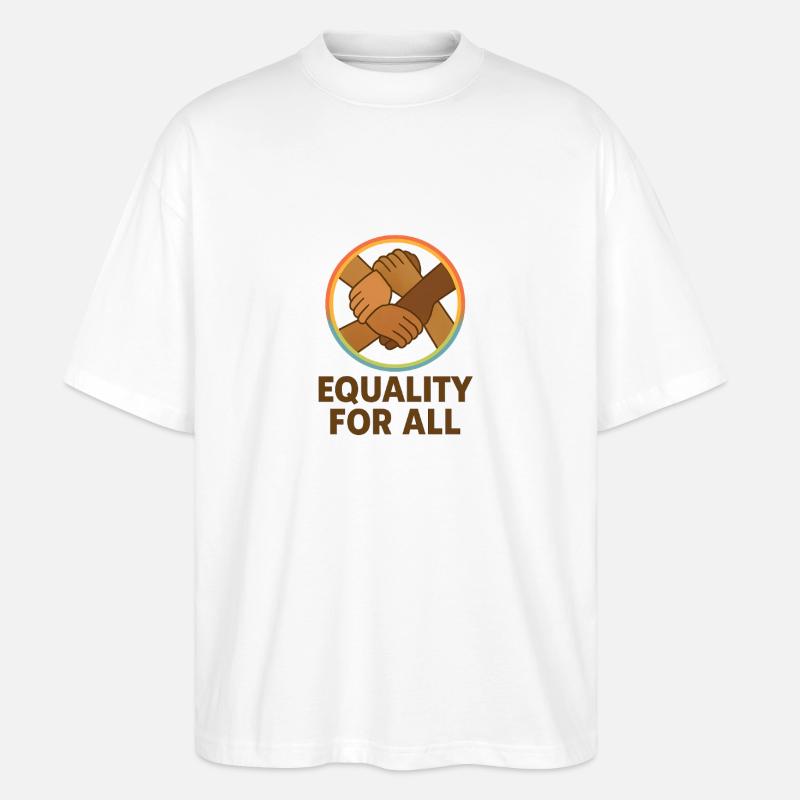 Unity Hands Conception de l’emblème circulaire - T-shirt bio Blaster 2.0 coupe oversize Stanley/Stella Unisexe - blanc