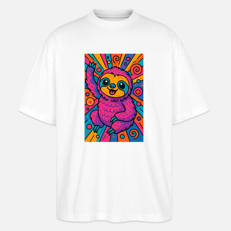 Faultier - Stanley/Stella Oversized Unisex Bio T-Shirt Blaster 2.0 - Weiß
