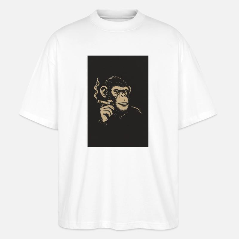 Singe avec des cigares Impression d’art - T-shirt bio Blaster 2.0 coupe oversize Stanley/Stella Unisexe - blanc