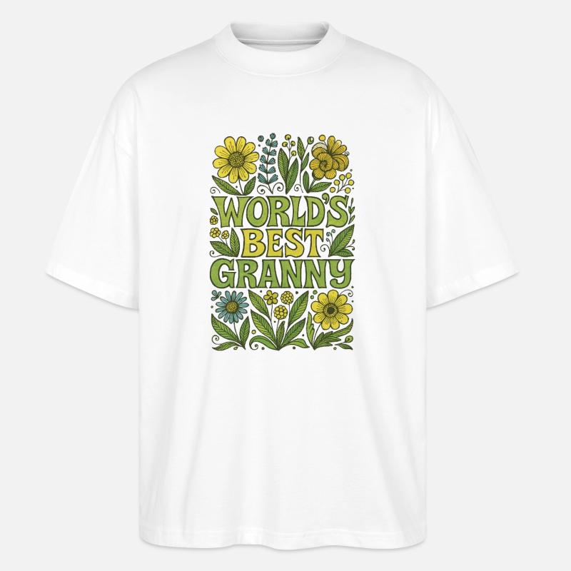 Die weltbeste Blumen-Hommage an Oma - Stanley/Stella Oversized Unisex Bio T-Shirt Blaster 2.0 - Weiß