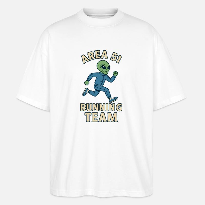 Alien Laufteam Area 51 Design - Stanley/Stella Oversized Unisex Bio T-Shirt Blaster 2.0 - Weiß