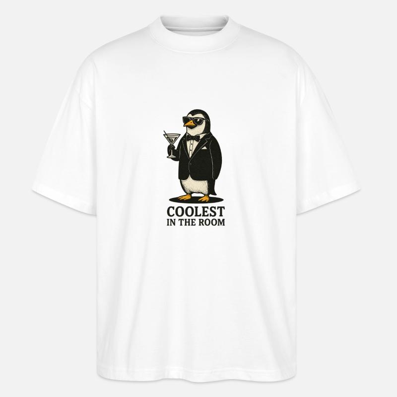 Eleganter Pinguin mit Sonnenbrille - Stanley/Stella Oversized Unisex Bio T-Shirt Blaster 2.0 - Weiß
