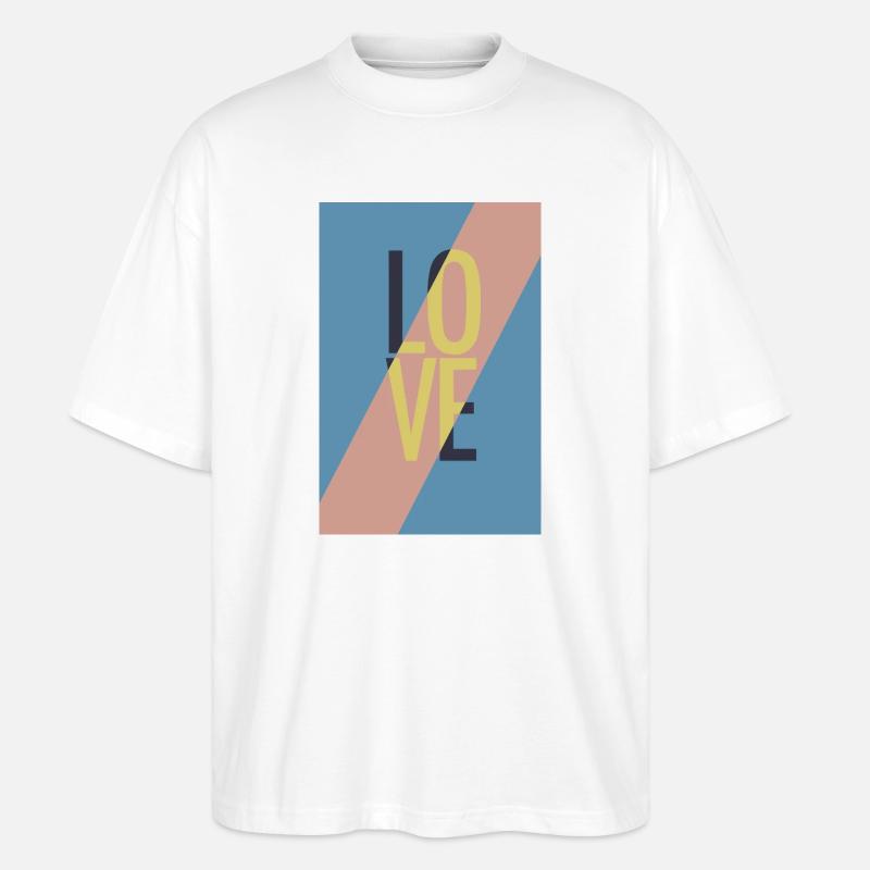 Moderne Love-Botschaft mit Abstraktem Design - Stanley/Stella Oversized Unisex Bio T-Shirt Blaster 2.0 - Weiß