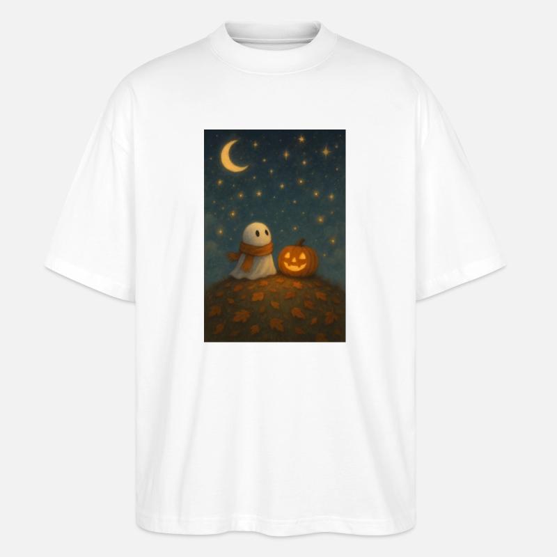Halloween Geist mit Kürbis - Stanley/Stella Oversized Unisex Bio T-Shirt Blaster 2.0 - Weiß