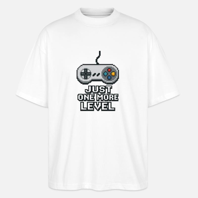 Pixel Neon Game Controller Design - Stanley/Stella Oversized Unisex Organic T-shirt Blaster 2.0 - white