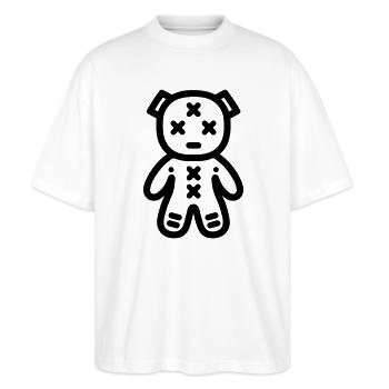 Voodoo Pop - Stanley/Stella Uniseks oversized bio T-shirt Blaster 2.0 - wit - Voor - Alina (178cm) & Michal (187cm)
