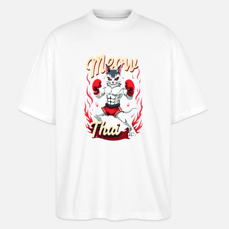 Funny Muay Thai Boxing Muay Thai - Stanley/Stella Oversized Unisex Bio T-Shirt Blaster 2.0 - Weiß