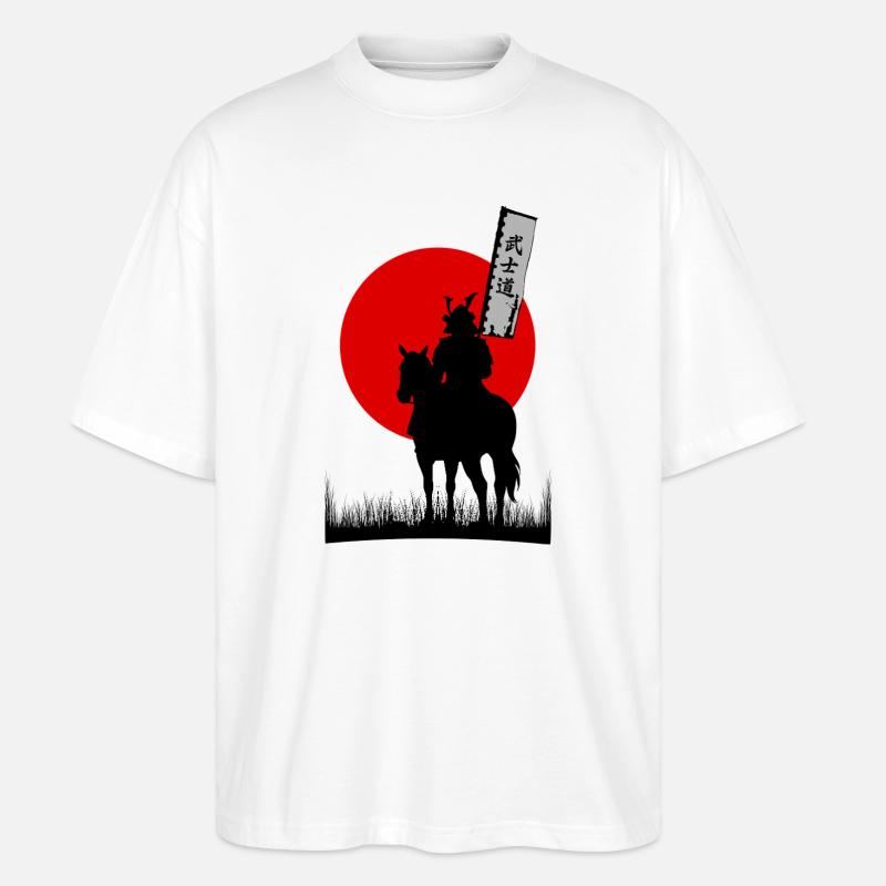 BUSHIDO, SAMURAI-KRIEGER-CODE | 8K SAUBERE SILHOUTTE - Stanley/Stella Oversized Unisex Bio T-Shirt Blaster 2.0 - Weiß