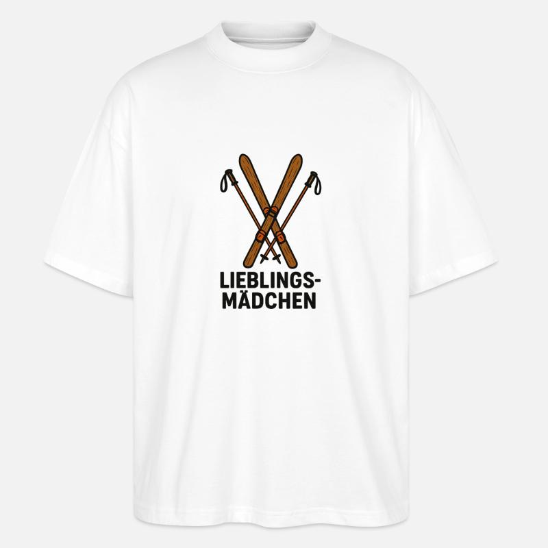 Lieblings-Mädchen Ski Design – Skifahren Geschenk - Stanley/Stella Oversized Unisex Bio T-Shirt Blaster 2.0 - Weiß