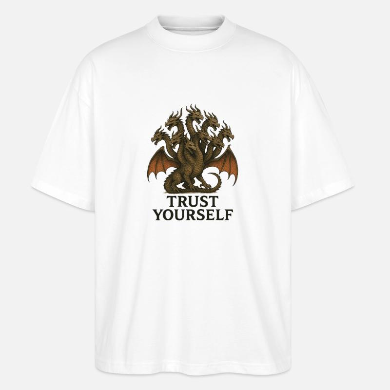 Neunköpfiger Drache: Vertraue dir selbst - Stanley/Stella Oversized Unisex Bio T-Shirt Blaster 2.0 - Weiß