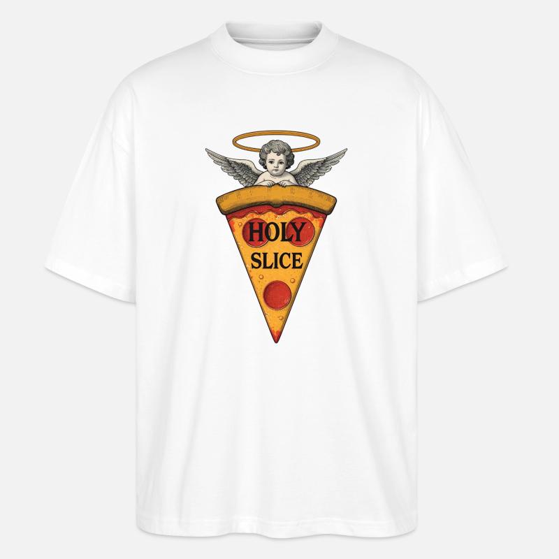 Holy Slice – Cherub Pizza Art - Stanley/Stella Oversized Unisex Bio T-Shirt Blaster 2.0 - Weiß