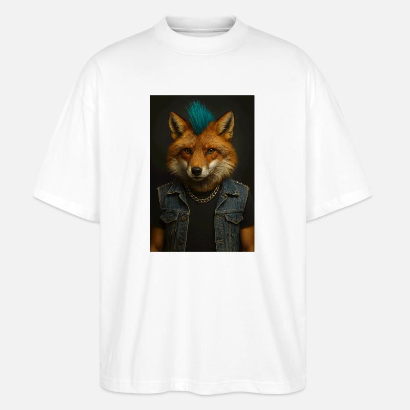 Punkfuchs Denim-Weste - Stanley/Stella Oversized Unisex Bio T-Shirt Blaster 2.0 - Weiß