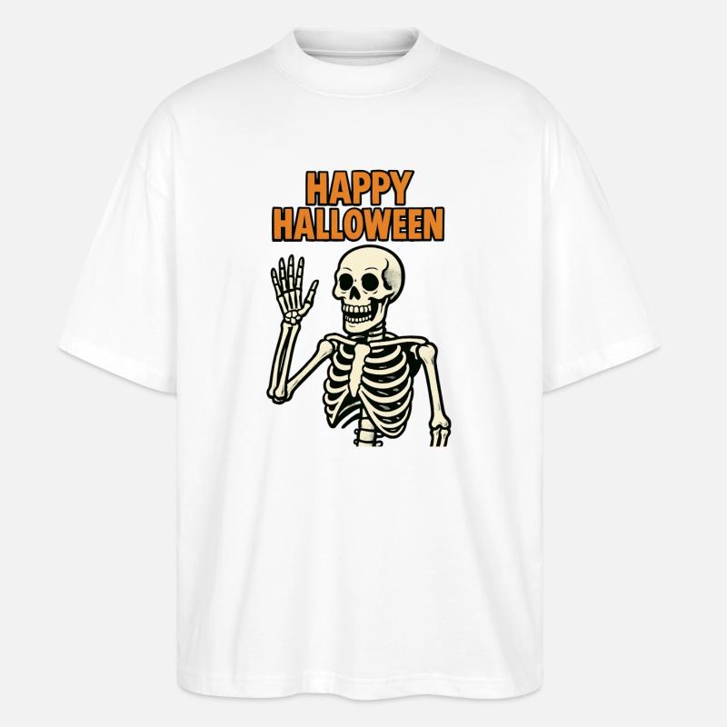 Frohes Halloween - Skelett - Stanley/Stella Oversized Unisex Bio T-Shirt Blaster 2.0 - Weiß