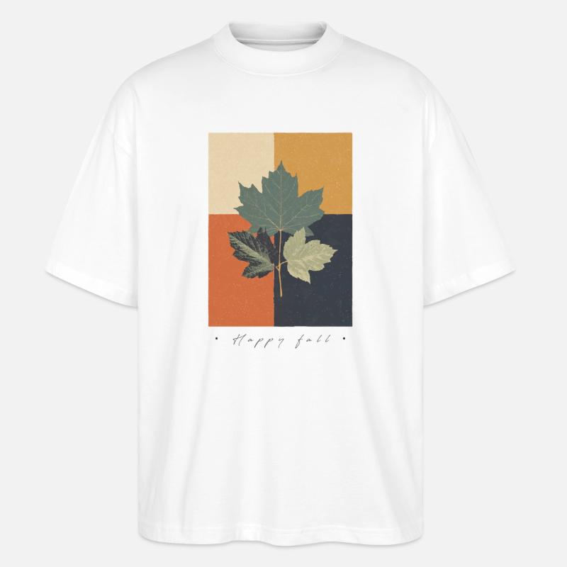 Herbst-Botanicals-Gitter - Stanley/Stella Oversized Unisex Bio T-Shirt Blaster 2.0 - Weiß
