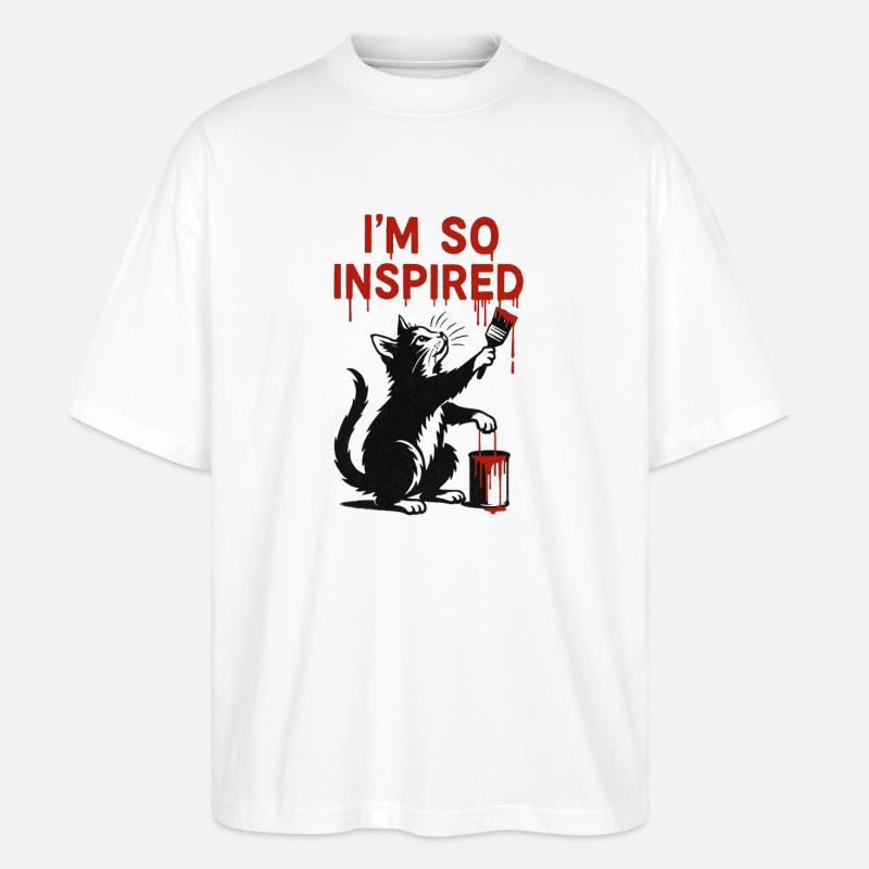 Conception inspirée de l’art du chat - T-shirt bio Blaster 2.0 coupe oversize Stanley/Stella Unisexe - blanc