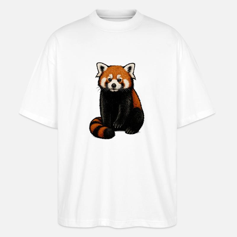 Illustration de câlin de panda roux - T-shirt bio Blaster 2.0 coupe oversize Stanley/Stella Unisexe - blanc