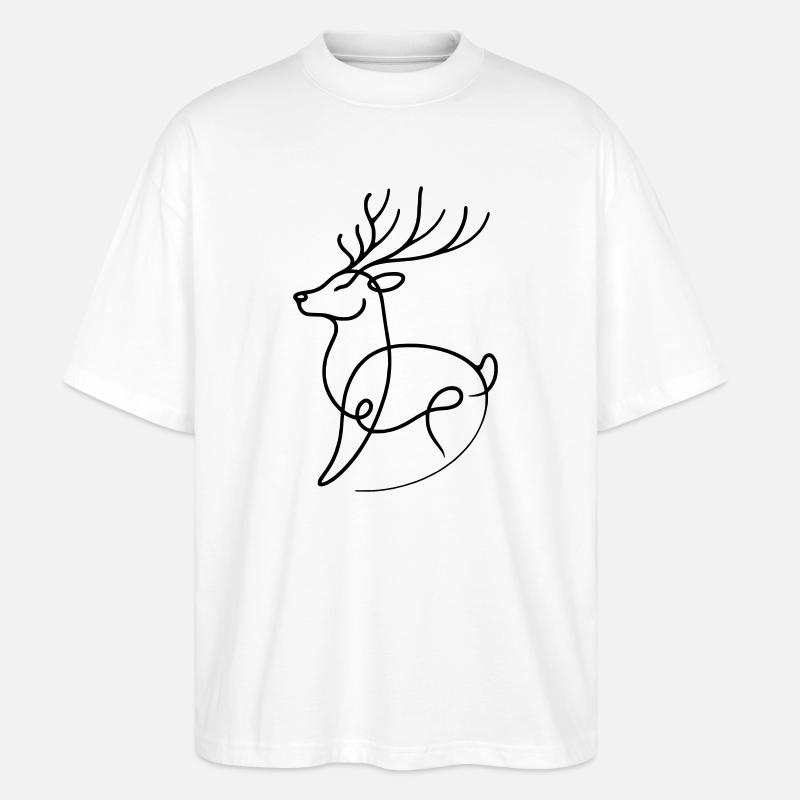 Hirsch – Modernes Linien-Design - Stanley/Stella Oversized Unisex Bio T-Shirt Blaster 2.0 - Weiß