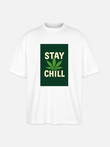 Stay Chill Cannabis Leaf - Stanley/Stella Oversized Unisex Organic T-shirt Blaster 2.0 - white