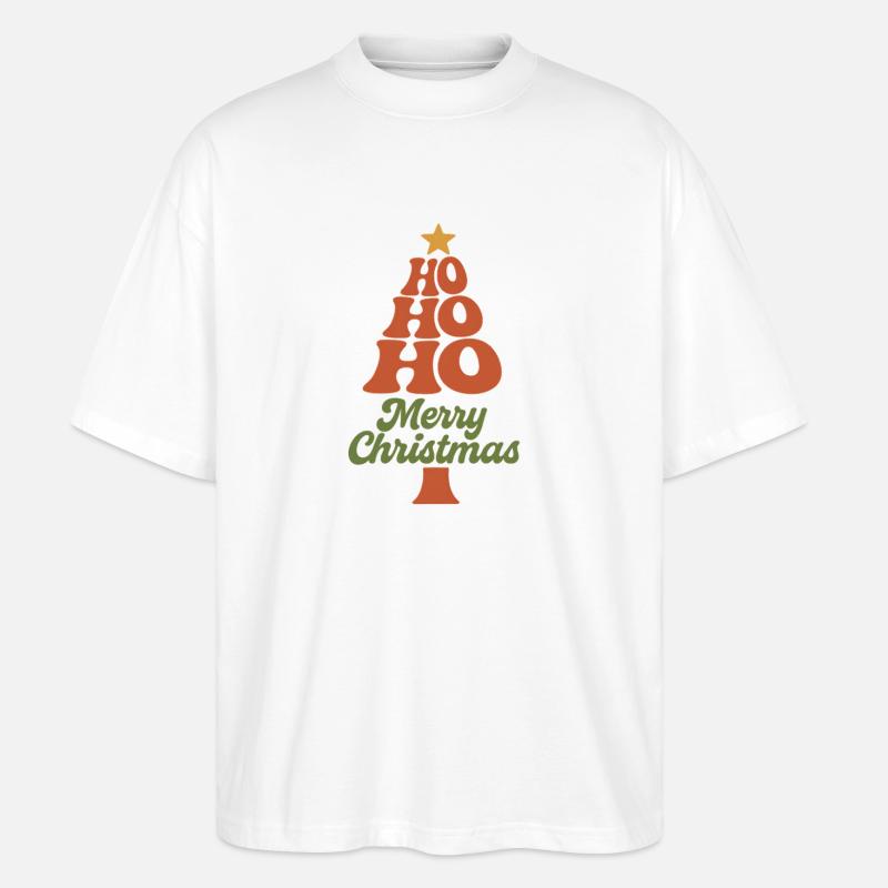 HoHoHo Weihnachtsbaum Typografie - Stanley/Stella Oversized Unisex Bio T-Shirt Blaster 2.0 - Weiß