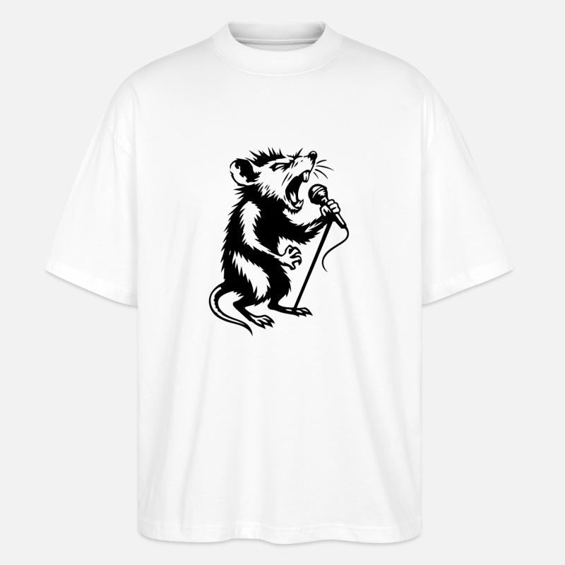 Drache am Mikrofon Illustration - Stanley/Stella Oversized Unisex Bio T-Shirt Blaster 2.0 - Weiß