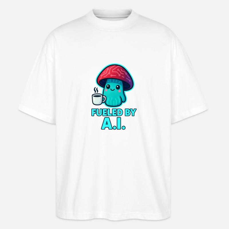 KOWAI Pilz Kaffee Boost - Stanley/Stella Oversized Unisex Bio T-Shirt Blaster 2.0 - Weiß