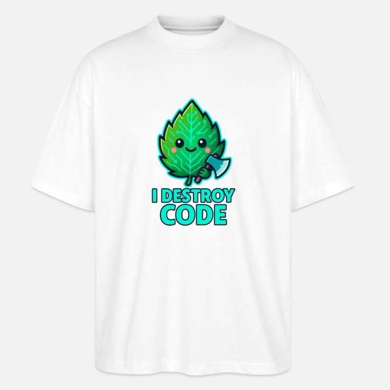 Green Leaf Code Warrior - Stanley/Stella Oversized Unisex Organic T-shirt Blaster 2.0 - white