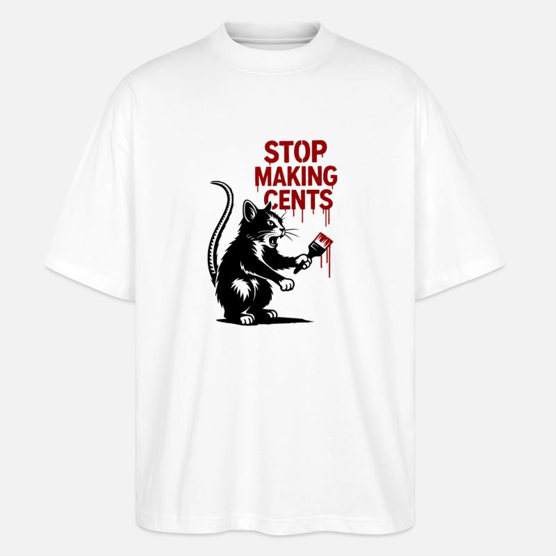 Stop Making Cents Katzengraffiti - Stanley/Stella Oversized Unisex Bio T-Shirt Blaster 2.0 - Weiß