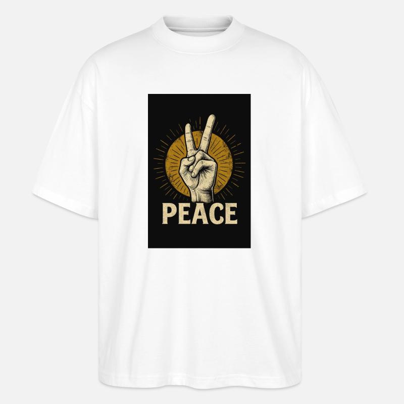 Peace Hand Retro Design - Stanley/Stella Oversized Unisex Bio T-Shirt Blaster 2.0 - Weiß