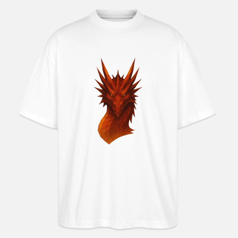 Flammender Lowpoly Drache - Stanley/Stella Oversized Unisex Bio T-Shirt Blaster 2.0 - Weiß