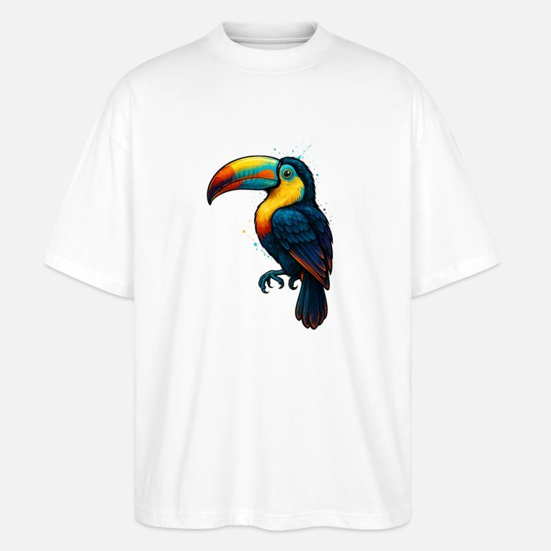 Tropischer Tukan Farbexplosion - Stanley/Stella Oversized Unisex Bio T-Shirt Blaster 2.0 - Weiß