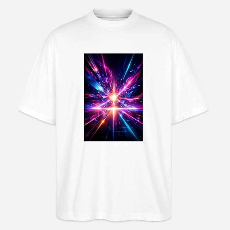 Neon Rays Explosion - Stanley/Stella Oversized Unisex Organic T-shirt Blaster 2.0 - white