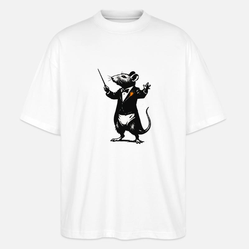 Ratte Dirigent im Smoking - Stanley/Stella Oversized Unisex Bio T-Shirt Blaster 2.0 - Weiß