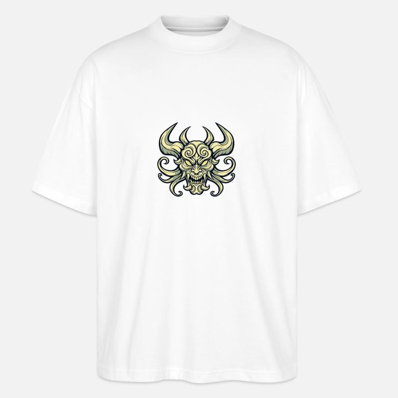 Dämonischer Schädel mit Hörnern - Stanley/Stella Oversized Unisex Bio T-Shirt Blaster 2.0 - Weiß