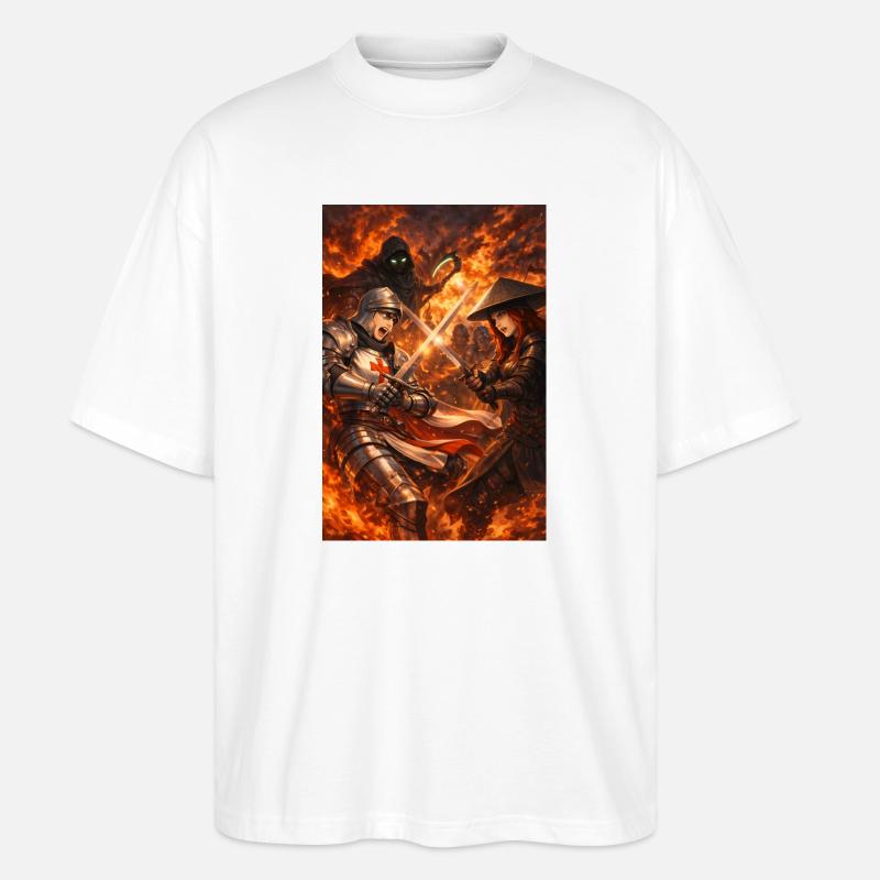 Ritterduell im Feuersturm - Stanley/Stella Oversized Unisex Bio T-Shirt Blaster 2.0 - Weiß