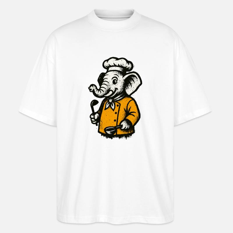 Cuisinier Chef Éléphant - T-shirt bio Blaster 2.0 coupe oversize Stanley/Stella Unisexe - blanc