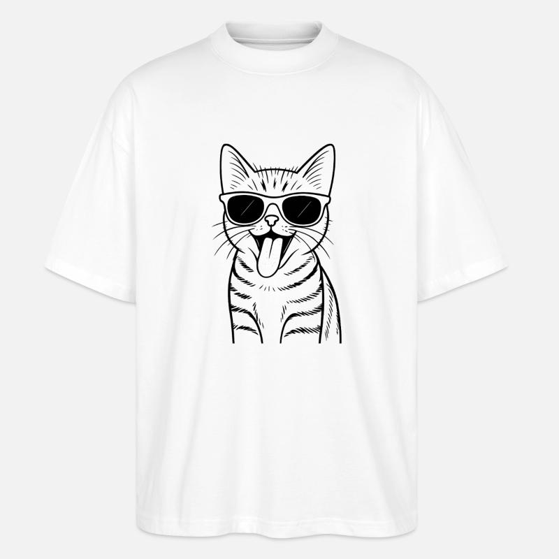 Vibrations lunettes de soleil pour chat - T-shirt bio Blaster 2.0 coupe oversize Stanley/Stella Unisexe - blanc