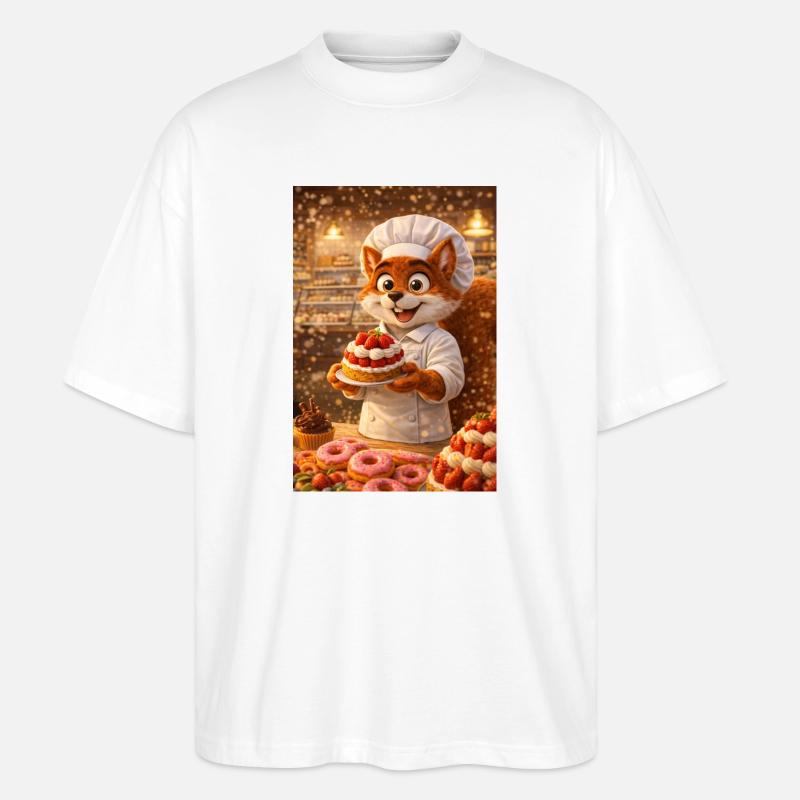 Herr l'écureuil Konditor, Gourmetatmosphäre - Stanley/Stella Oversized Unisex Bio T-Shirt Blaster 2.0 - Weiß