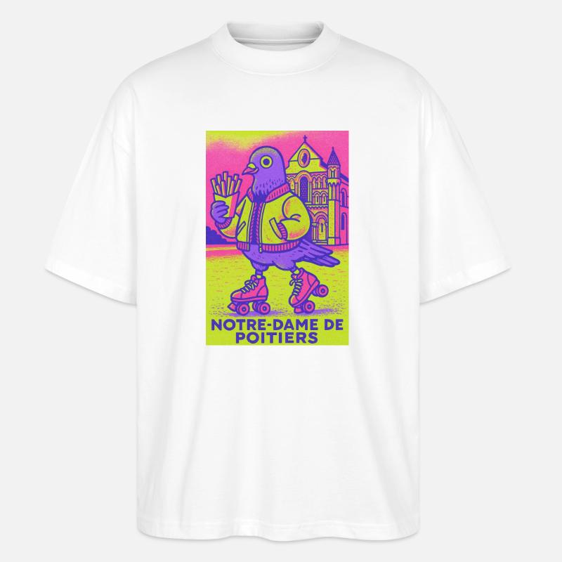 Neon_Pigeon_Roller-Skater - Stanley/Stella Oversized Unisex Bio T-Shirt Blaster 2.0 - Weiß