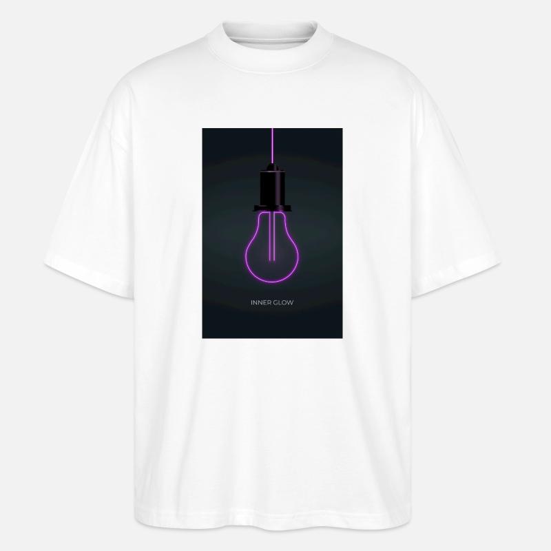 Affiche de l’ampoule néon Inner Glow - T-shirt bio Blaster 2.0 coupe oversize Stanley/Stella Unisexe - blanc