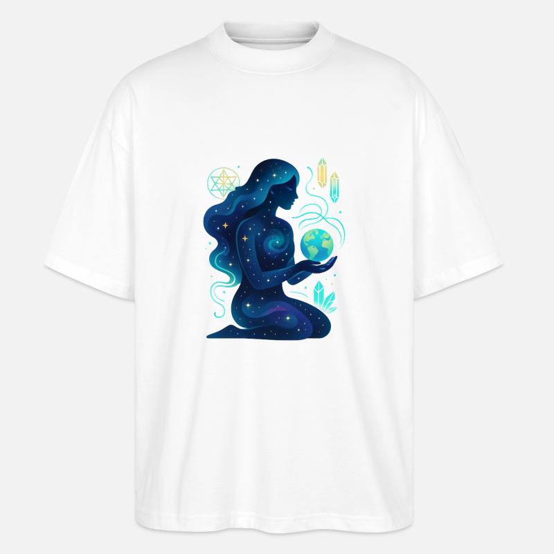 Kosmische Gaia – Mutter Natur - Stanley/Stella Oversized Unisex Bio T-Shirt Blaster 2.0 - Weiß