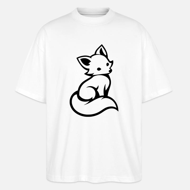 Cute Fox Minimalist Silhouette - Stanley/Stella Oversized Unisex Organic T-shirt Blaster 2.0 - white