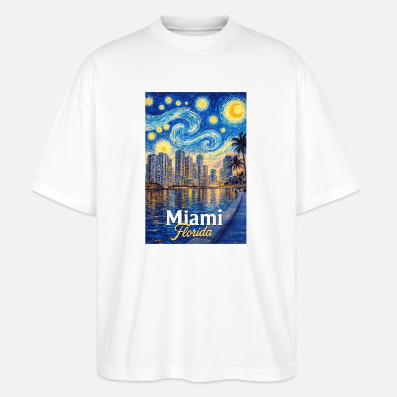 Miami Florida - Stanley/Stella Oversized Unisex Bio T-Shirt Blaster 2.0 - Weiß