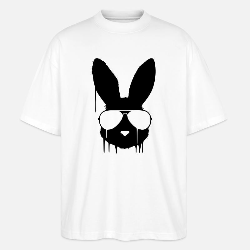 Cooler Hase Brille Graffiti - Stanley/Stella Oversized Unisex Bio T-Shirt Blaster 2.0 - Weiß