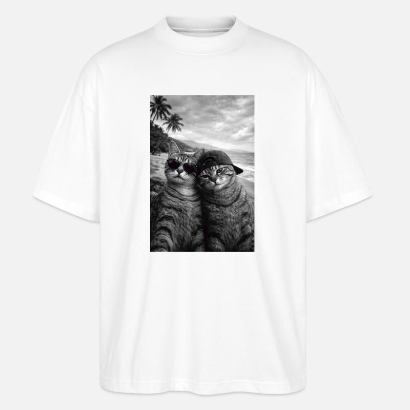 Lunettes de soleil Cat Beach Duo - T-shirt bio Blaster 2.0 coupe oversize Stanley/Stella Unisexe - blanc