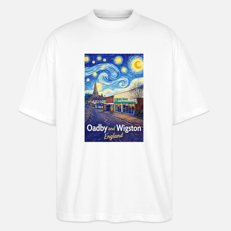 Oadby Wigston England Sternenstraßen - Stanley/Stella Oversized Unisex Bio T-Shirt Blaster 2.0 - Weiß