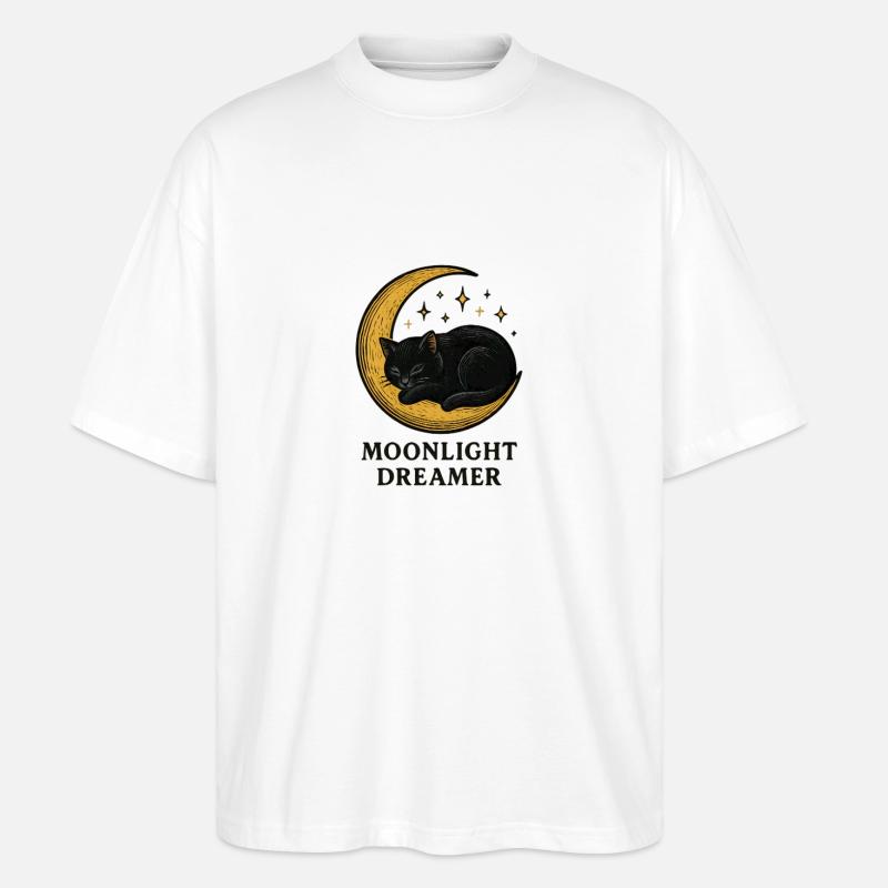 Mondlichtträumer Katze - Stanley/Stella Oversized Unisex Bio T-Shirt Blaster 2.0 - Weiß