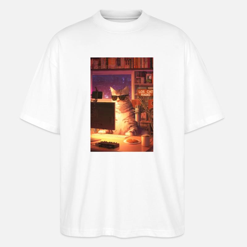 Cat Stream Neon Studio - Stanley/Stella Oversized Unisex Bio T-Shirt Blaster 2.0 - Weiß