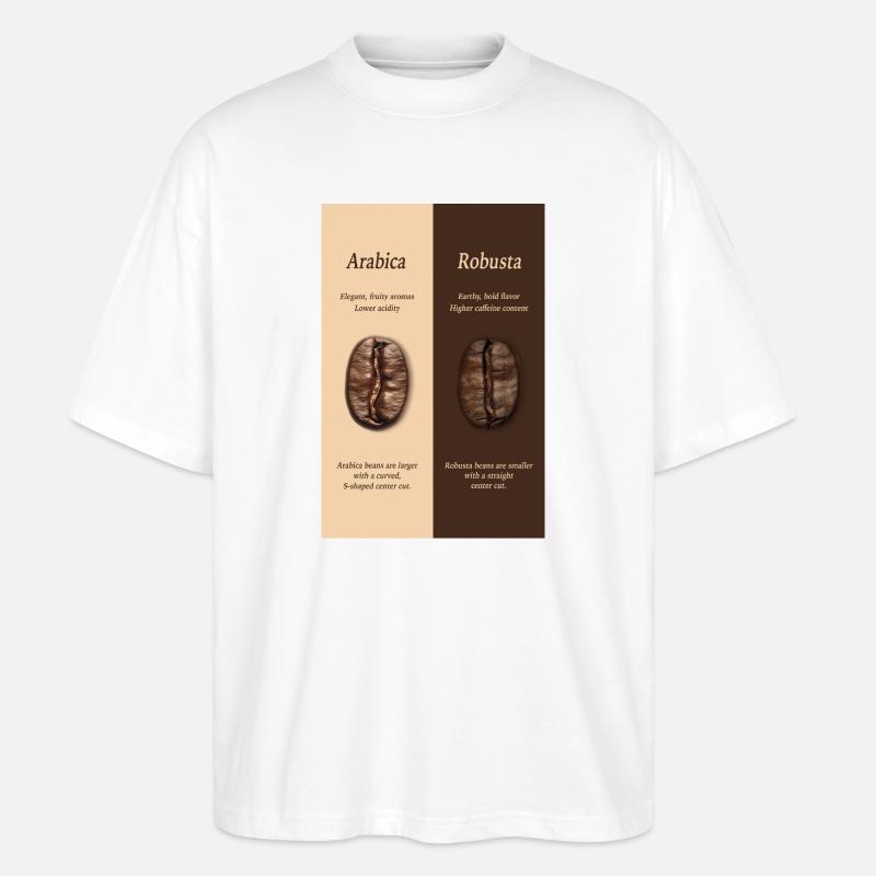 Arabica vs Robusta Coffee Guide Poster - Stanley/Stella Oversized Unisex Organic T-shirt Blaster 2.0 - white