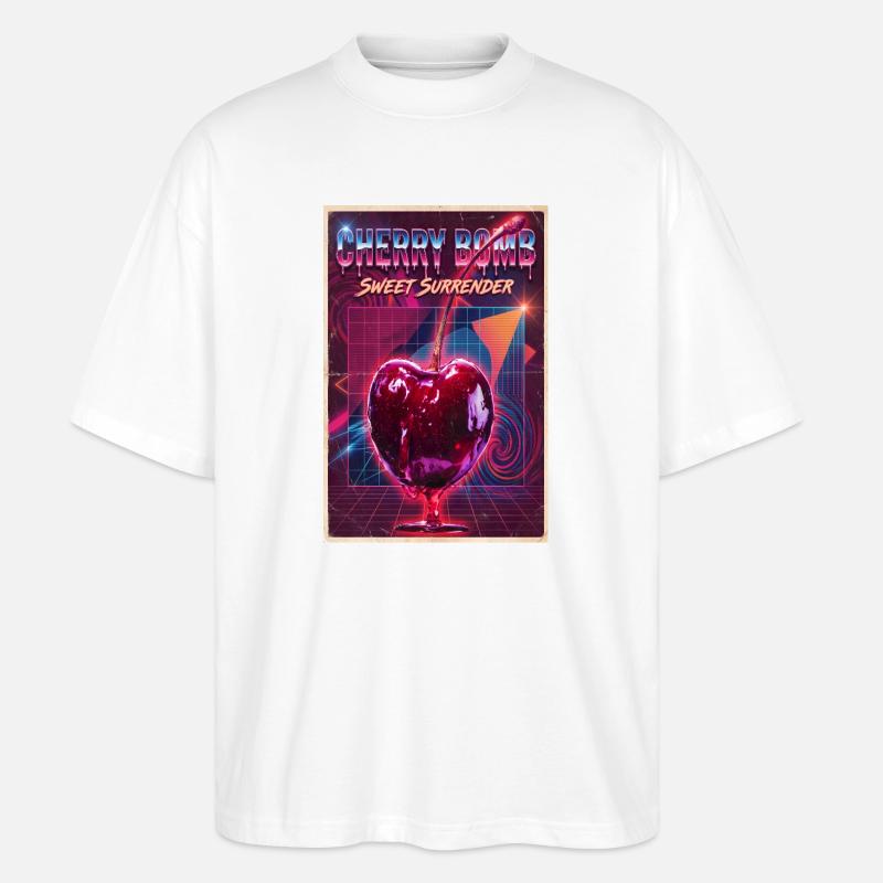 Cherry Bomb Neon Retro Surrender - Stanley/Stella Oversized Unisex Bio T-Shirt Blaster 2.0 - Weiß